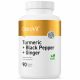 Turmeric + Black Pepper + Ginger VEGE 90 Comprimidos – Cúrcuma 95% Curcuminóides + Gengibre e Piperina – OstroVit